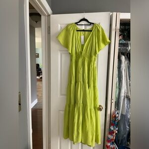 YOUNG FABULOUS AND BROKE Mara peasant tiered maxi dress. Size L . New with tag.